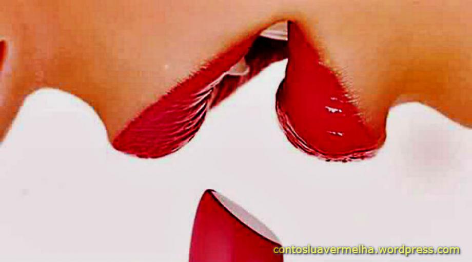 O teu batom vermelho Vermelho sangue, de ardente cor,