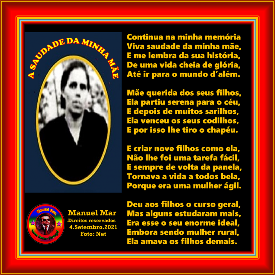 A SAUDADE DA MINHA MÃE A SAUDADE DA MINHA MÃE