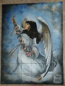 Azulejos pintados à mão com anjo